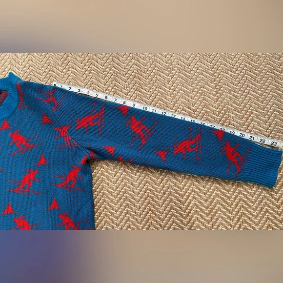 J. Crew Skier Crewneck Sweater Turquoise/Red Size Small - Picture 9 of 9
